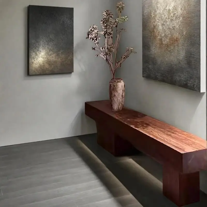 원목 벤치 레트로 통나무 오래된 집 벤치 중세 의류 매장 신발 갈아 신는 의자