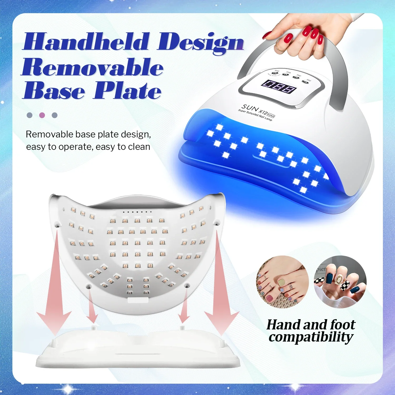 SUN X12 MAX Professional Nail Drying Lamp for Manicure Nails Gel Polish Drying Machine with Auto Sensor UV LED Nail Lamp