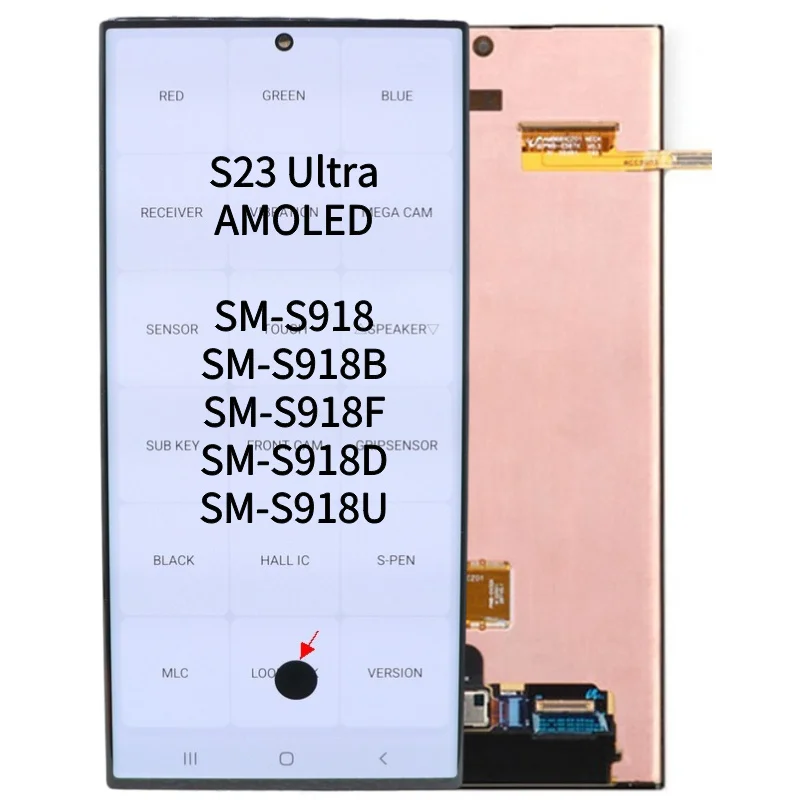 ORI 120HZ Super AMOLED для Samsung S23 Ultra LCD S918 S918B S918U Сенсорный экран Дефекты с отменой на схеме