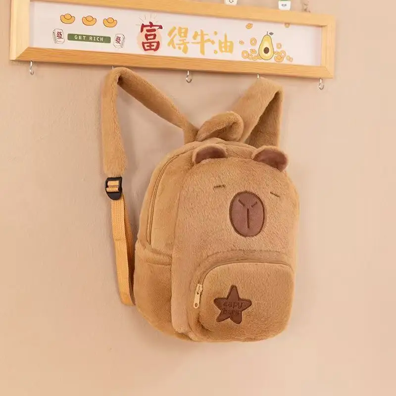 كابيبارا حقيبة ظهر قطيفة Kawaii موضة بلوشي دمية الفراء حقيبة الأطفال حقيبة كتف حقيبة صغيرة حقائب هدايا لصديقتك