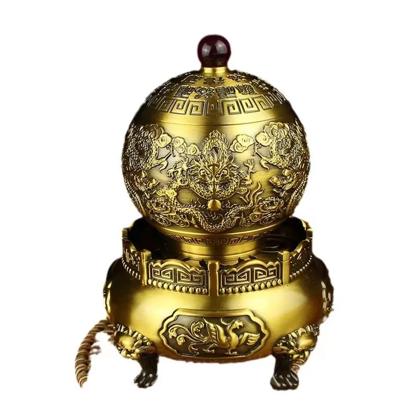 

Brass nine turn Qiankun incense burner decoration office study pure copper plate incense burner metal arts and crafts gifts