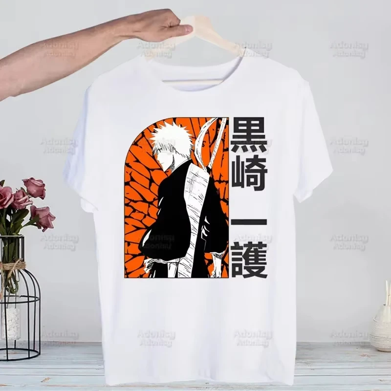 Bleach Kurosaki Ichigo Manga Anime Harajuku T-shirts Summer Men Hip Hop Funny Tshirt Streetwear t shirts Short Sleeve Tops