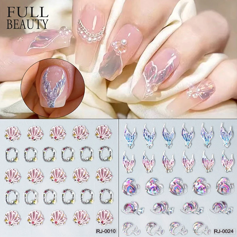 

1 Sheets 5D Embossed Nail Stickers Jellyfish Shellfish Dreamy Ocean Animal World Nails Design Summer Sea Manicure Decor