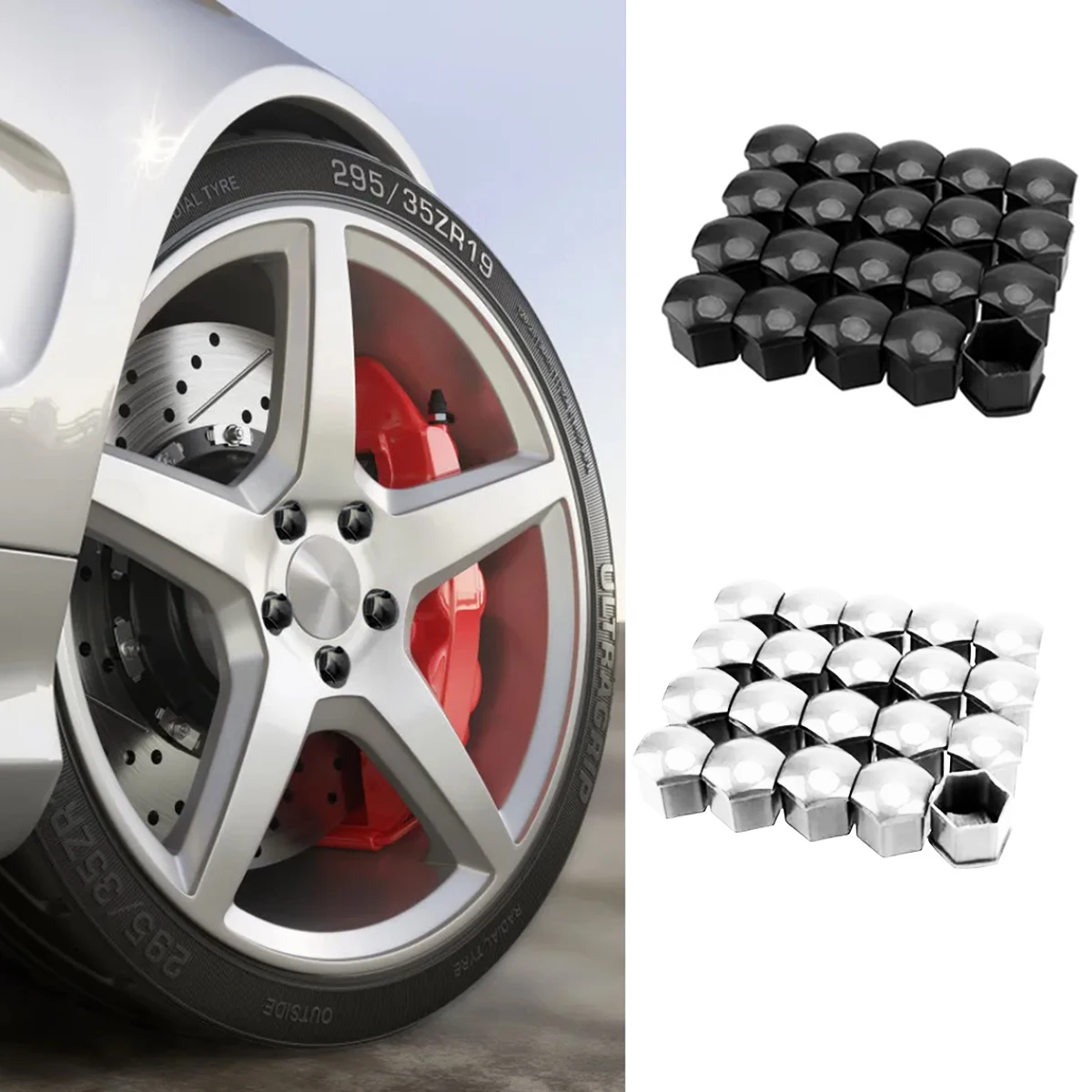 Car Wheel Nut Caps Auto Hub Screw Cover Black Silvery 17mm Bolt Rims Exterior Decoration Special Socket Protection Dust Proof