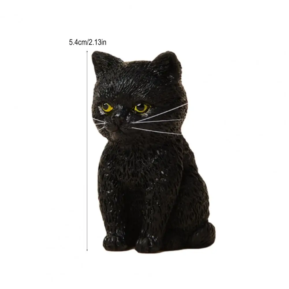 5cm Cat Ornament Resin Statue Handmade Realistic Cat Figurine Home Office Desktop Living Room DIY Miniature Ornament Decoration