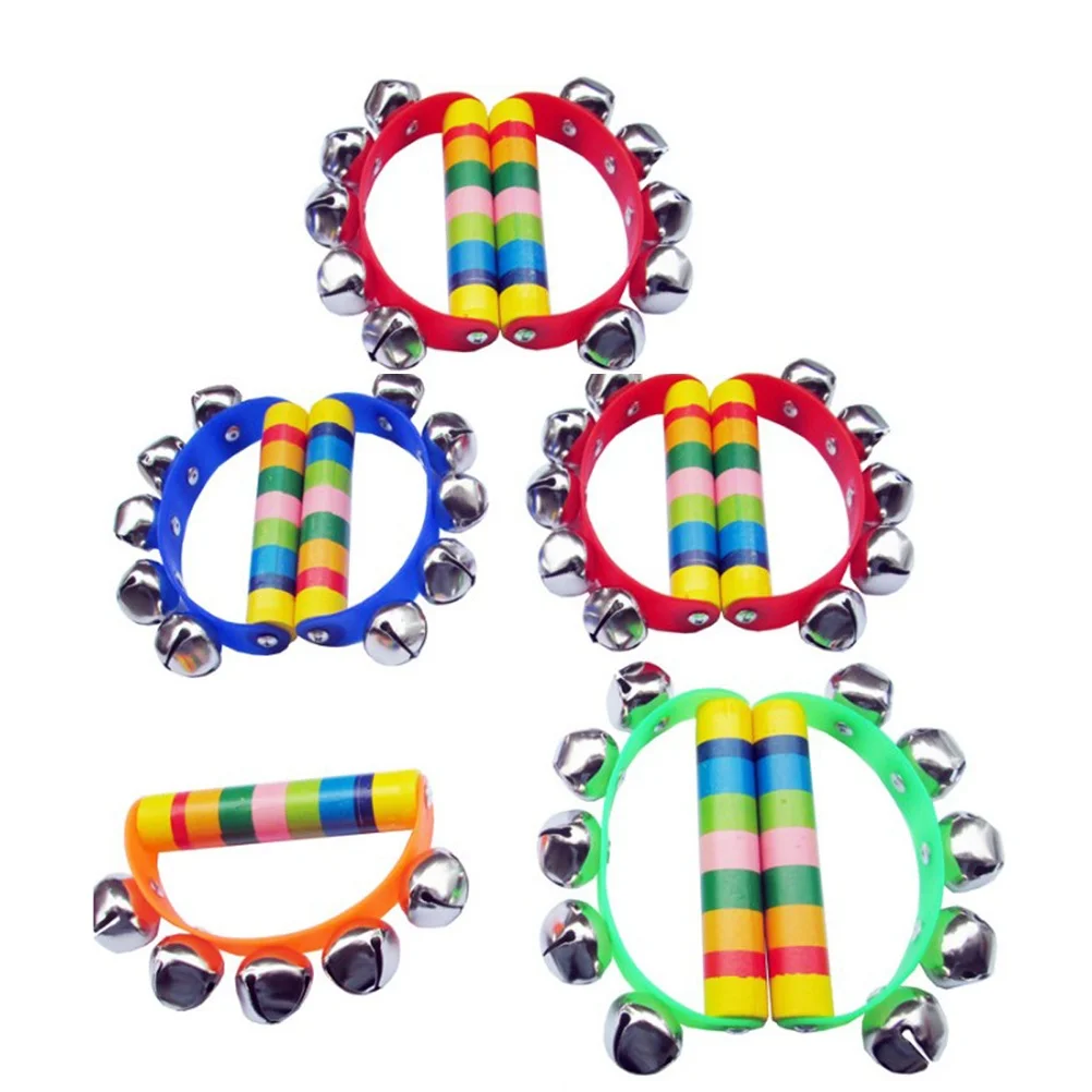 5 Pcs Hand Bell Easy-to- Baby Percussion Instrument Sleigh Colorful