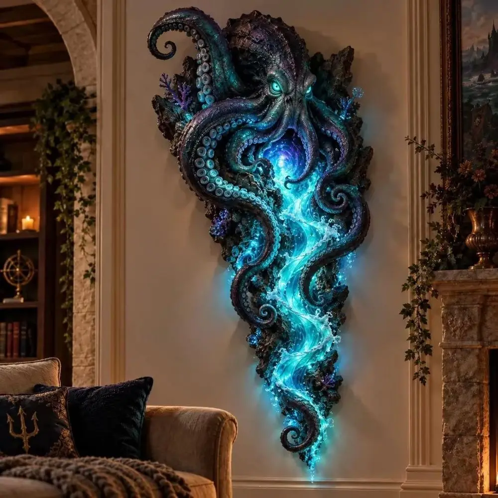 Dragon Octopus Resin Wall Sconce Creative Decorative Wall Light Art Sculpture Mountable Art Sculpture Wall Light Indoor