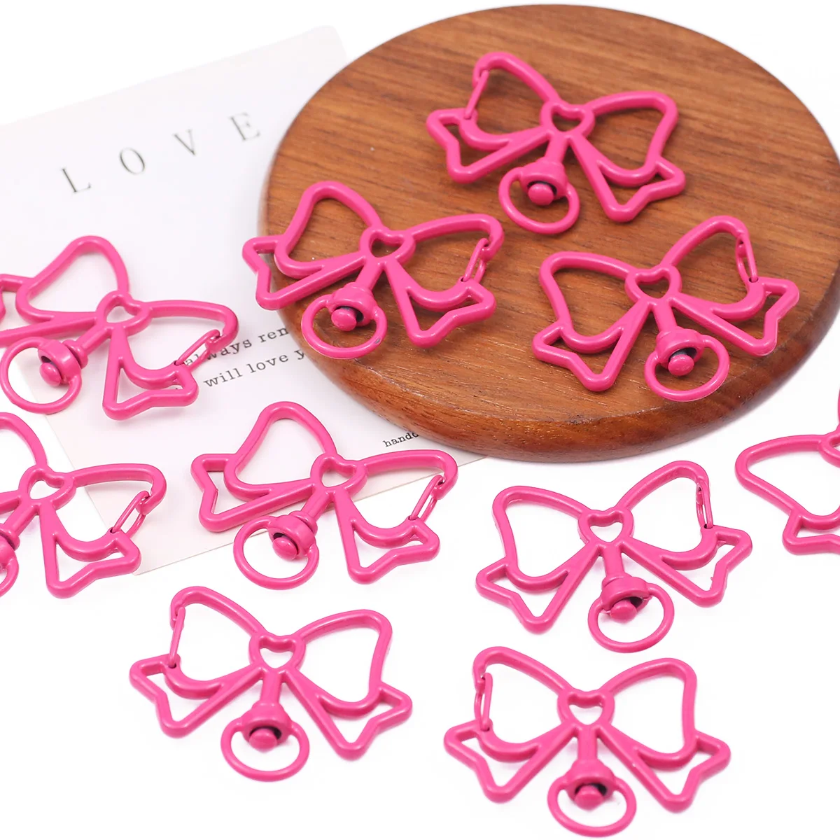40mm Zinklegierung Schleifenverschluss in Rosenrot für Handgemachten DIY-Schmuck, Handtaschen, Geldbörsen, Schlüsselanhänger und Verbindungszubehör
