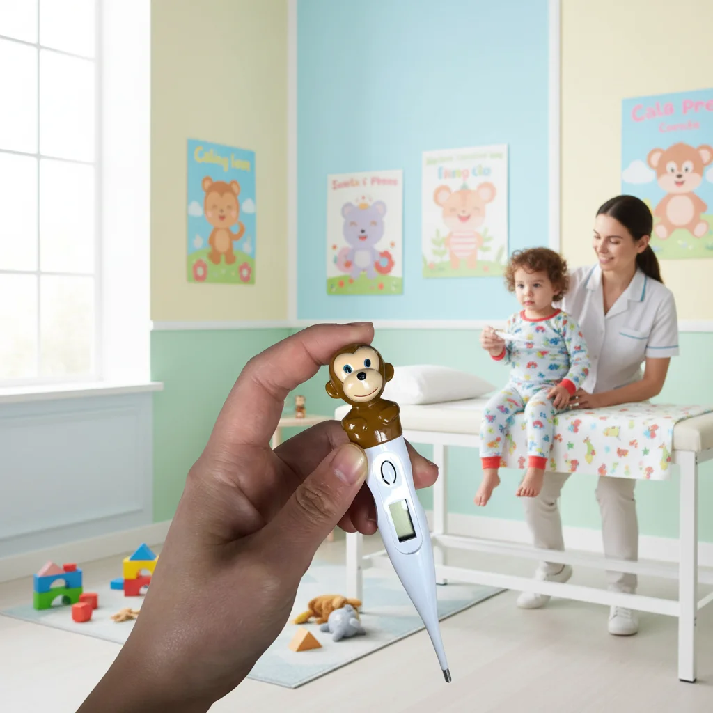1PC Ready in Stock Multiple Cartoon Characters Dog Bear Frog Cow Panda Lovable Safe LCD Light Small Baby Electronic Thermometer