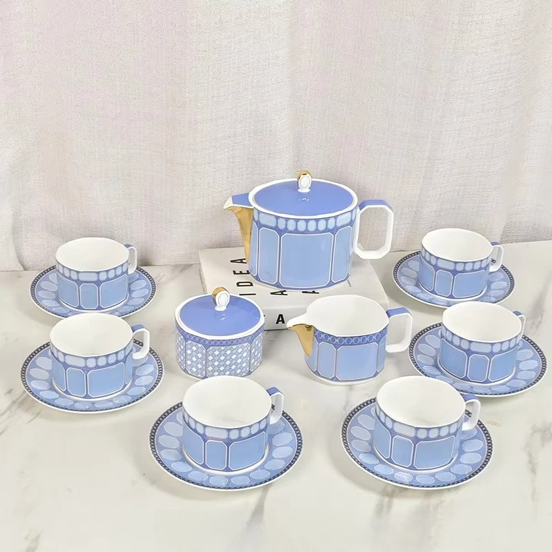 Light‑Luxury High‑End Tea Coffee Gift Set Teapot Milk Pot Sugar Pot Cup Set for Banquet Holiday Present
