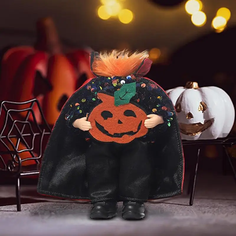 Pumpkin Doll Ornament Headless Halloween Horror Decorations Cute Pumpkin Sequined Gnomes Ghost Creative Dolls With Cloak