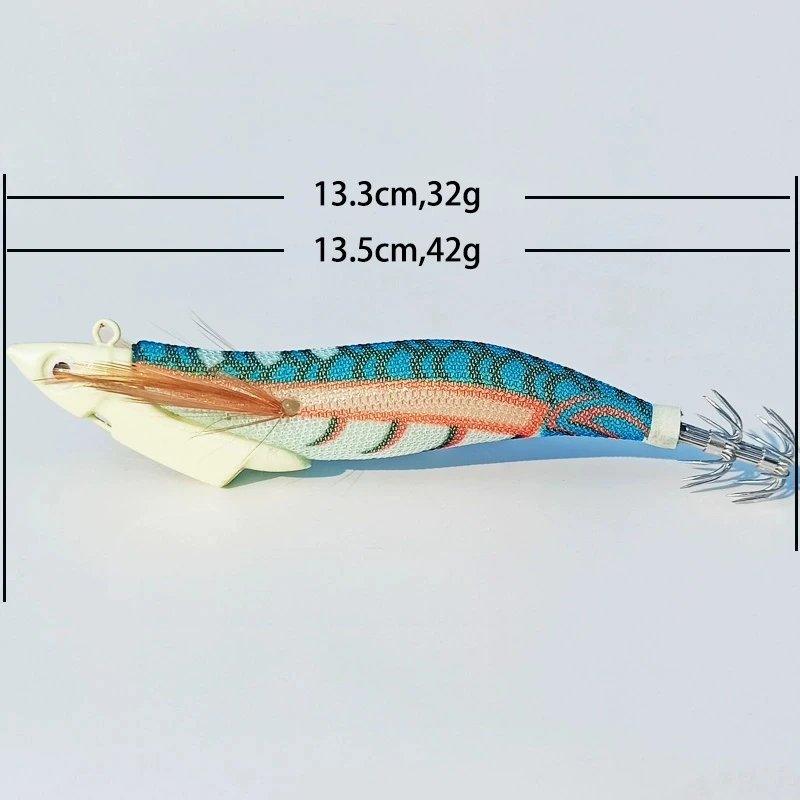 1PC Luminous Squid Jig 32g42g Artificial Jigging Lures Slow Sinking Strong Hooks Glow Sea Fishing Octopus Cuttlefish Bait