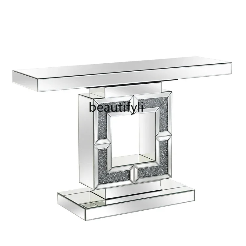 

European-style entrance platform light luxury modern door entry living room screen partition rack mirror entrance