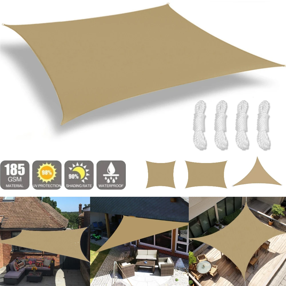 Sand Shade Cloth Sunblock Shade Sail Rectangle Square Triangle Awning Canopy UV Block For Pergola Gardens Patio Canopy Yard Tarp