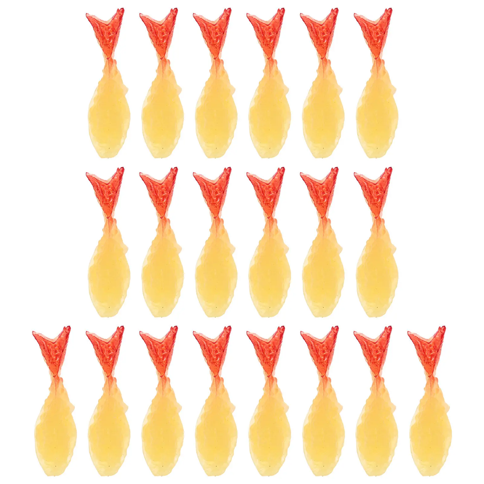 20 Piezas de Camarones Tempura en Miniatura, Accesorios Realistas de Comida Japonesa, Juego de Imitación de Mariscos, Decoración de Cocina en Miniatura