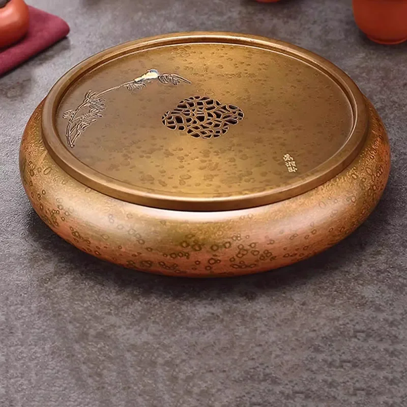 Factory Direct Sales Chinese Serving Tea Tray Metal Ceremony Trinket Accessories Valet Tea Tray Hospitality Living Room Bandejas