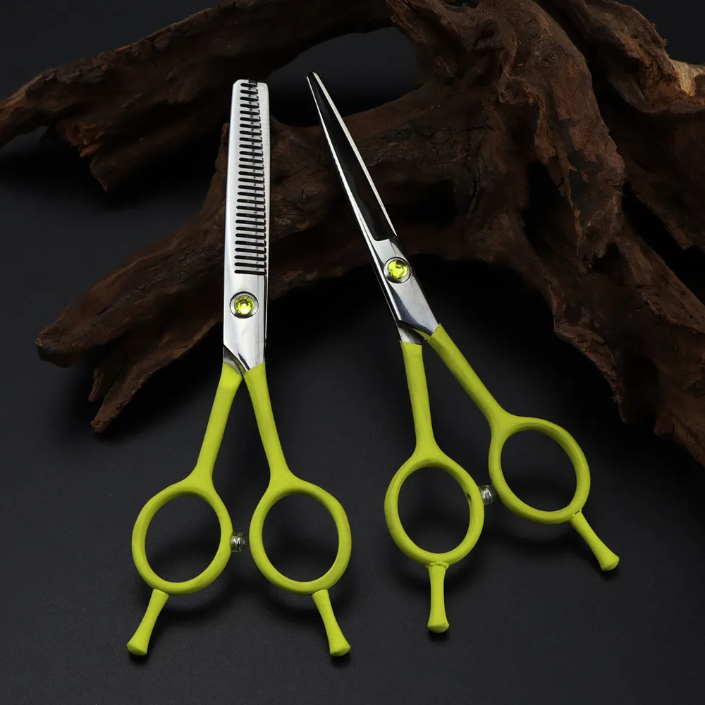 Professional Japan 440c steel 5 '' Yellow cut hair scissors make up haircut thinning barber cutting shears hairdressing scissors