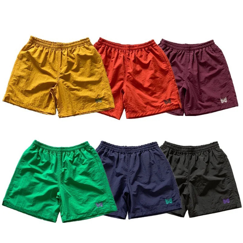 Needles ssz Track Butterfly Embroidered Shorts Quick-Dry Nylon Loose-Fit Sports Casual Beach Pants for Men Cleanfit