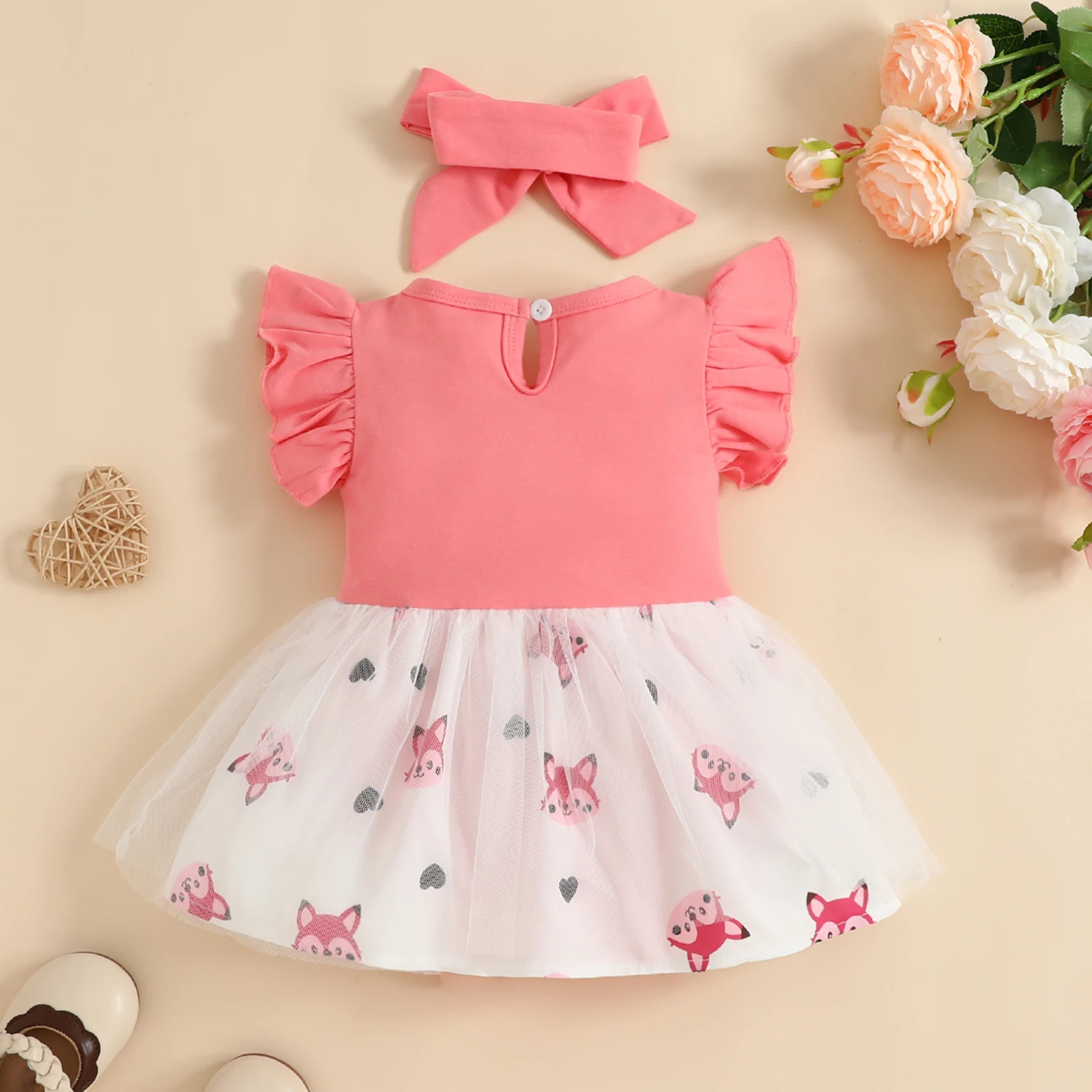 2 pieces of girls sleeveless mesh dress Kazakhstan baby girl fox false suspenders mesh skirt which contains bag fart briefs baby