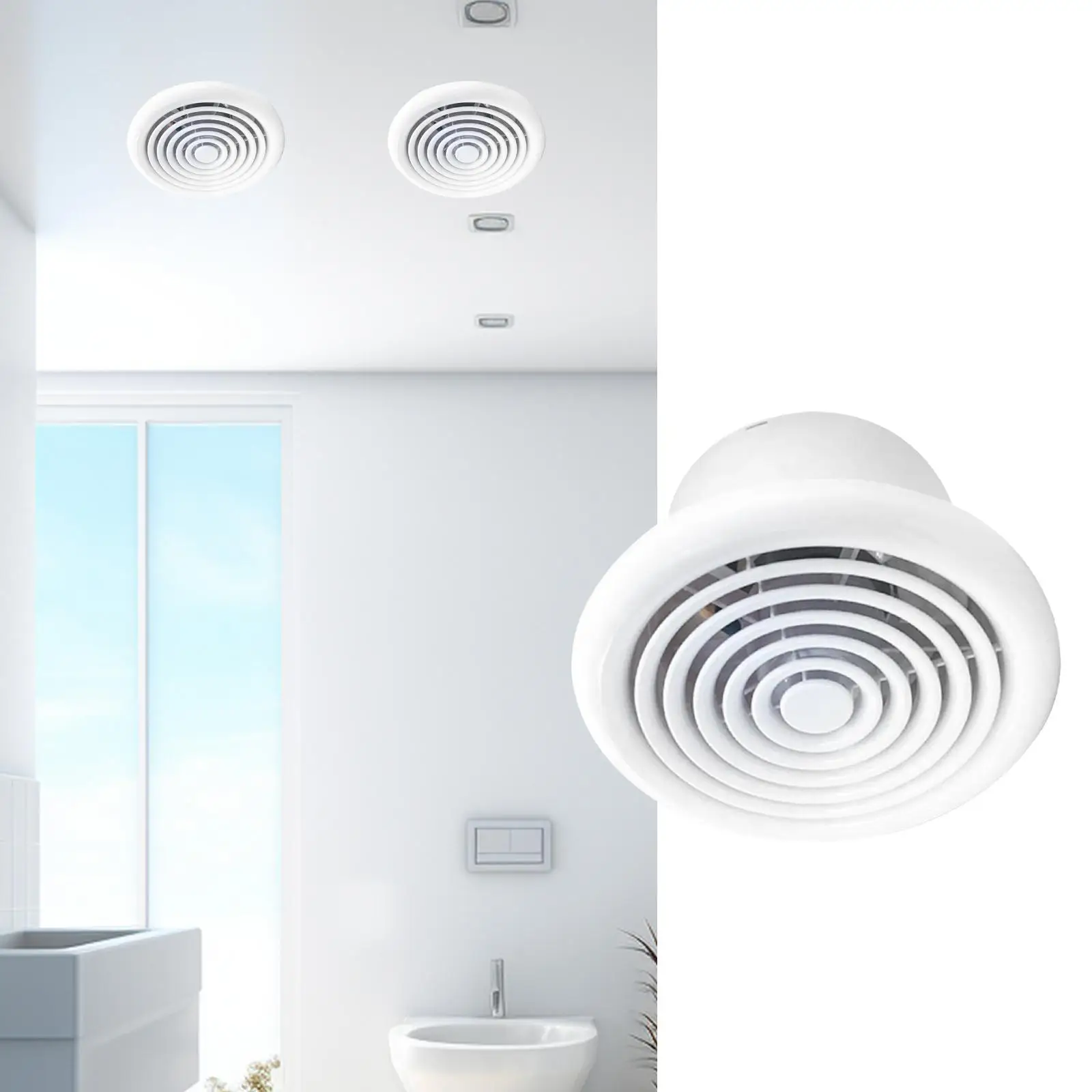 Ventilation Fan Grille Cover Vent Silent Waterproof Extractor Durable Round Exhaust Fan Vent Fan for Kitchen, Garage Bathroom