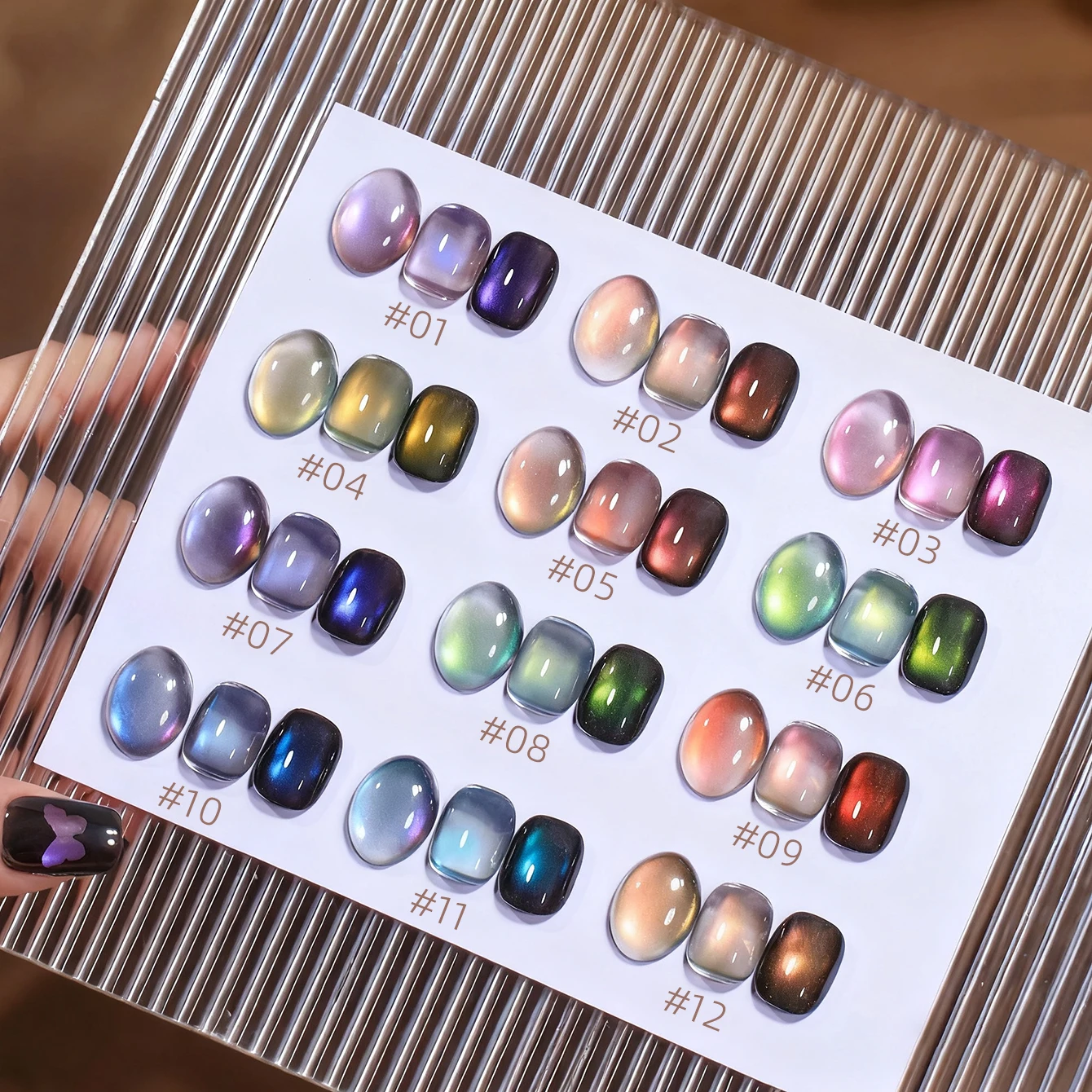 MIANEL 10ML 1pcs Beauty Expo Three-color Fantasy Colors Glass Bead Style Cat Eye Magnet Nail Polish French Tip Nails