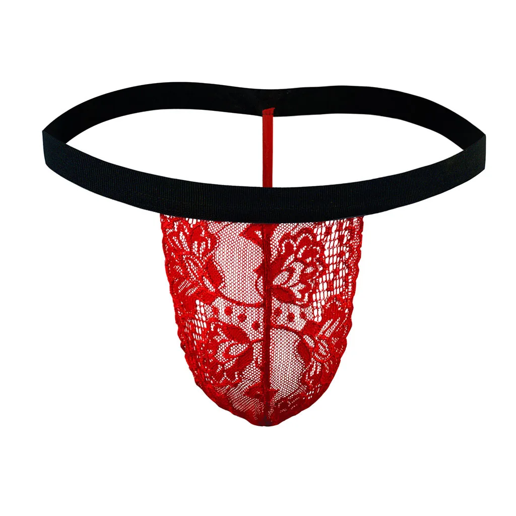 Low-Waist Sexy Men Underwear Lace Buttocks Thongs And Strings ZJH1037