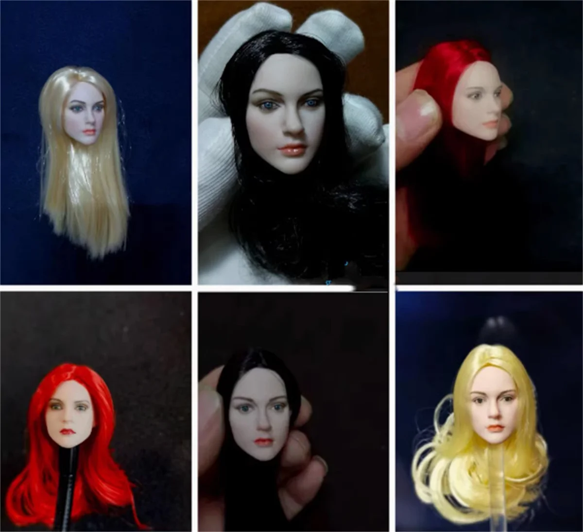 

1/6 Pale Head Beauty Head Sculpt Expression long Planted black red blonde Hair For 12inch TBleague Ph Action Figure l toys