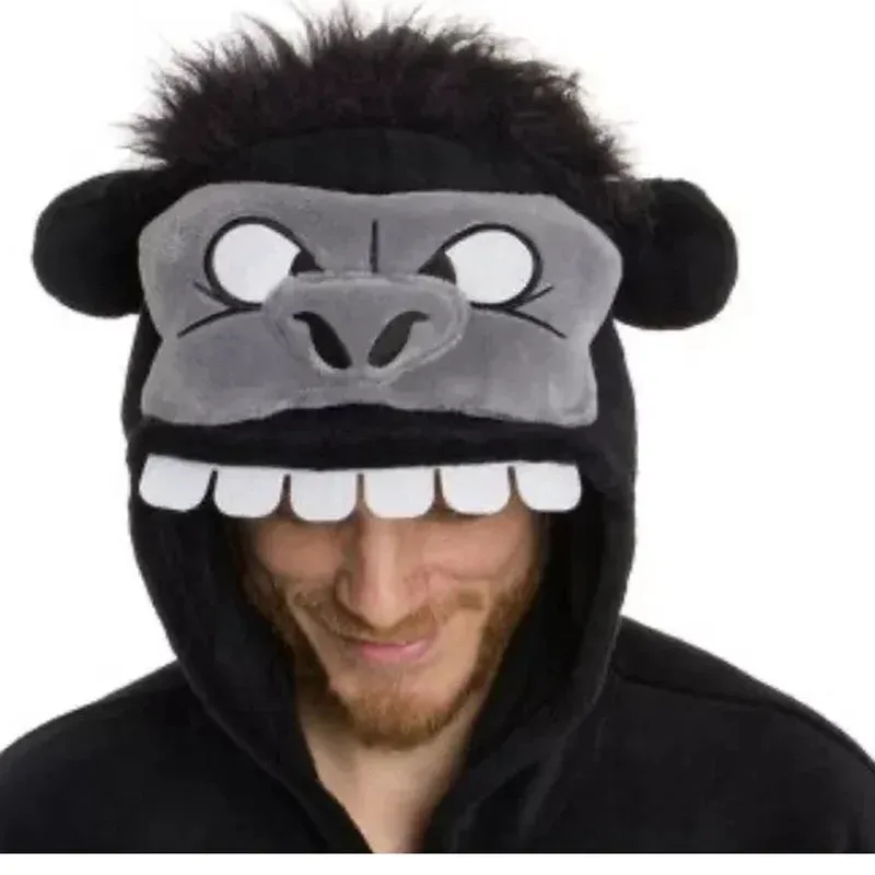 Gorilla Pigiama Per Adulti Kigurumi Tutina Da Uomo Costume Cosplay Per Tutto Il Corpo Intero Pijama Da Uomo di Un Pezzo Degli Indumenti Da Notte Di Natale Per Halloween