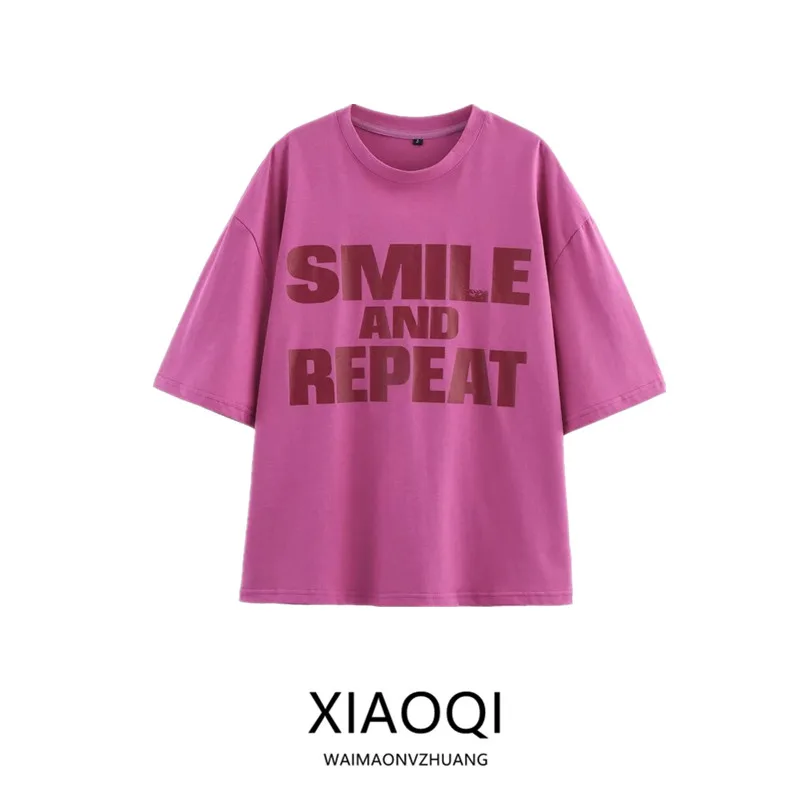 صيف 2025 المرأة عادية فضفاض تنوعا Waed تي شيرت مطبوع مريح ort Sve جولة Ne العادية طول Faion #1