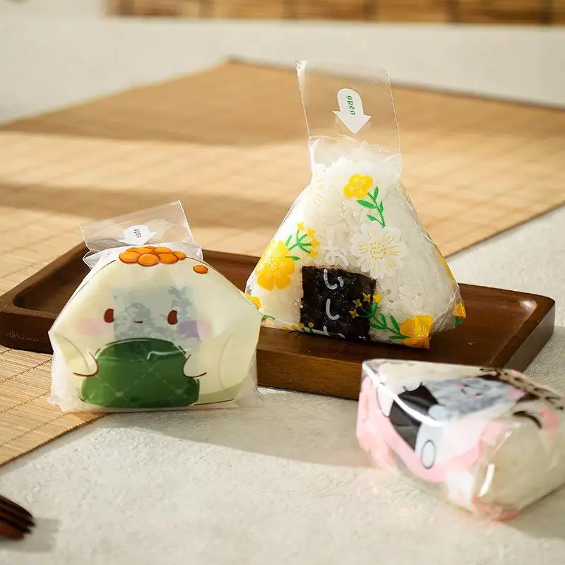 Triangle Sushi Rice Ball Bag 100pcs Japanese Disposable Food Grade Onigiri Packaging for Office Lunch Picnic Party Supplies