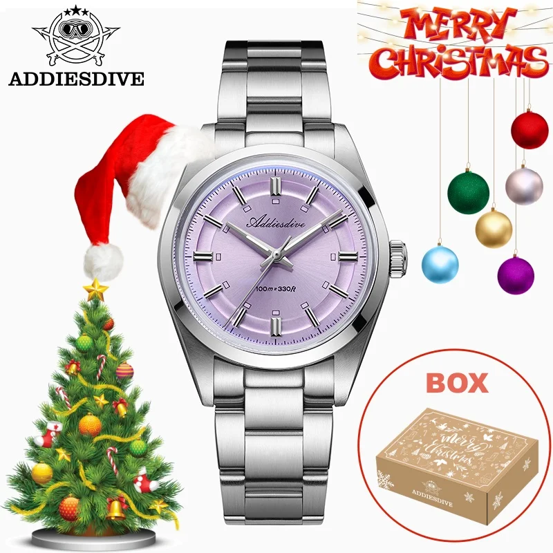 Addiesdive هدية الكريسماس 36 مللي متر ساعة رجالي VH31 10Bar مقاوم للماء BGW9 مضيئة 316L الصلب فقاعة مرآة زجاج ساعات كوارتز #1