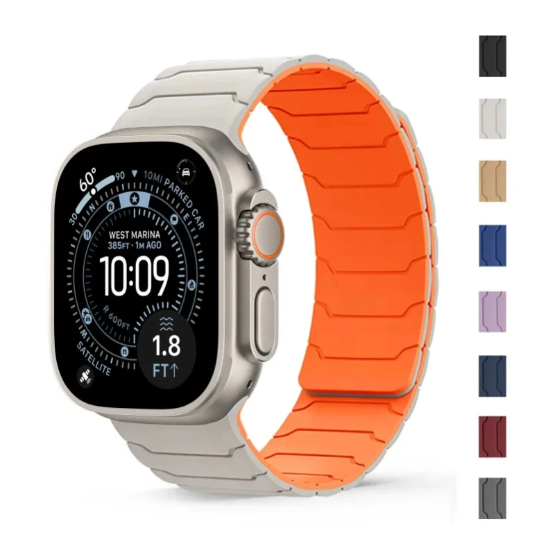 Magnetisches Armband für Apple Watch Band Ultra 2 3 49mm 44mm 40mm 41mm 46mm 42mm 45mm 38 Silikon-Armband IWatch Series 11 9 8 SE 10