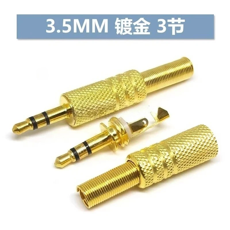 5PCS Copper 3/4 Pole 3.5mm Stereo Audio Jack Male And Female with Clip Suitable for 4mm Cable Adapter Stereo Audio Connector