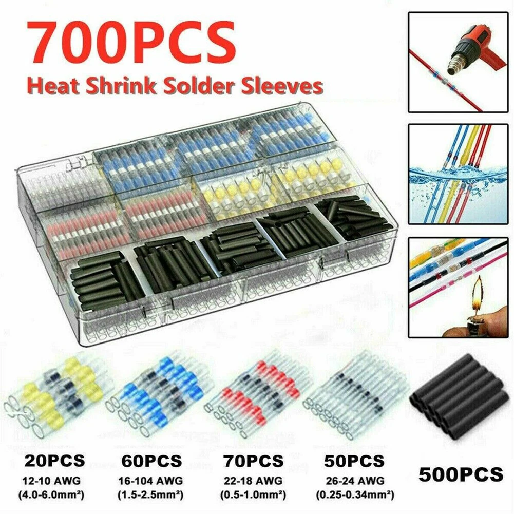 Solder Seal Sleeve Heat Shrink Wire Connectors with Four Color Options for Marine and Auto 50 to 800 Kits Available