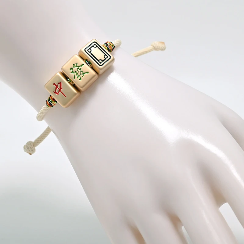 Mahjong Bracelet - Simple Woven Rope With Color Retention - Ancient Silver Good Luck Accessories