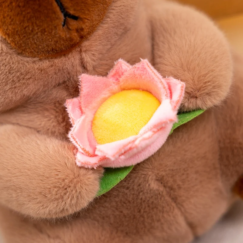 1 Piece New Cute Capybara Plush Toy Stuffed Animals Capybara Soft Doll Hold Flower Birthday Gifts