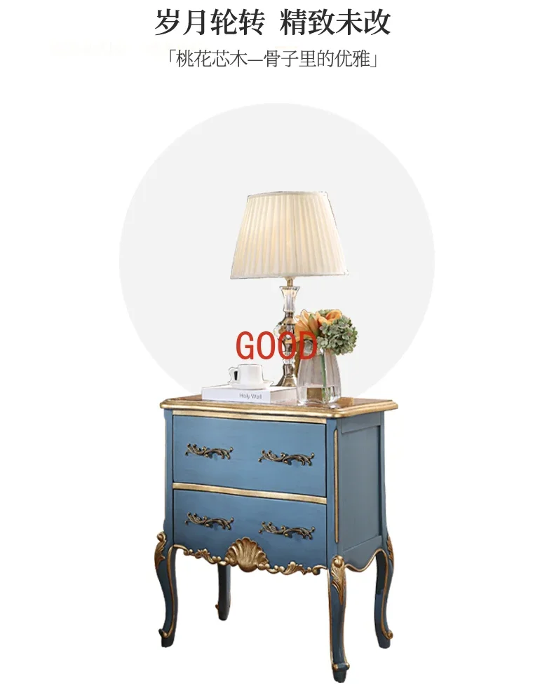

Retro French Carved Bedside Table Antique Distressed Foil Painted Gold Bedroom Bedside Cabinet