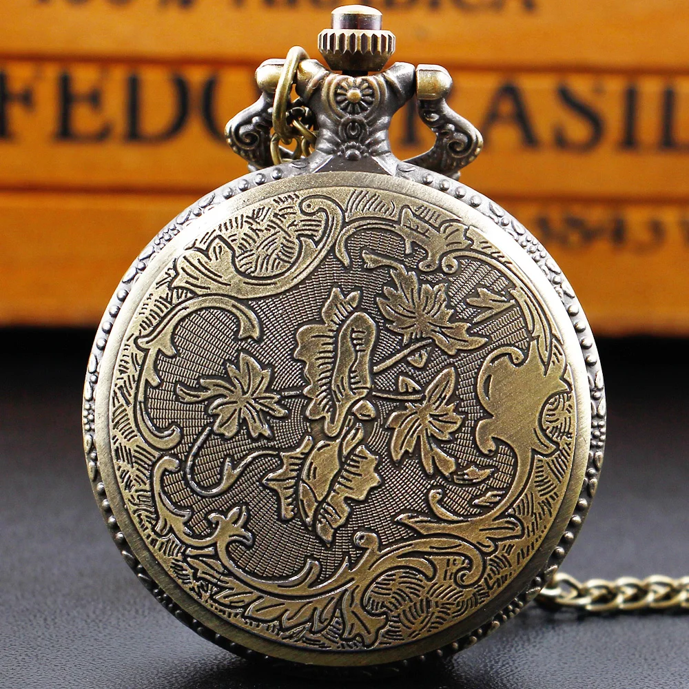 Quartz Pocket Watch Famous Movie Theme Design Vintage Pendant Clock Nostalgic Portable Chain Watches Gift for Men Kids