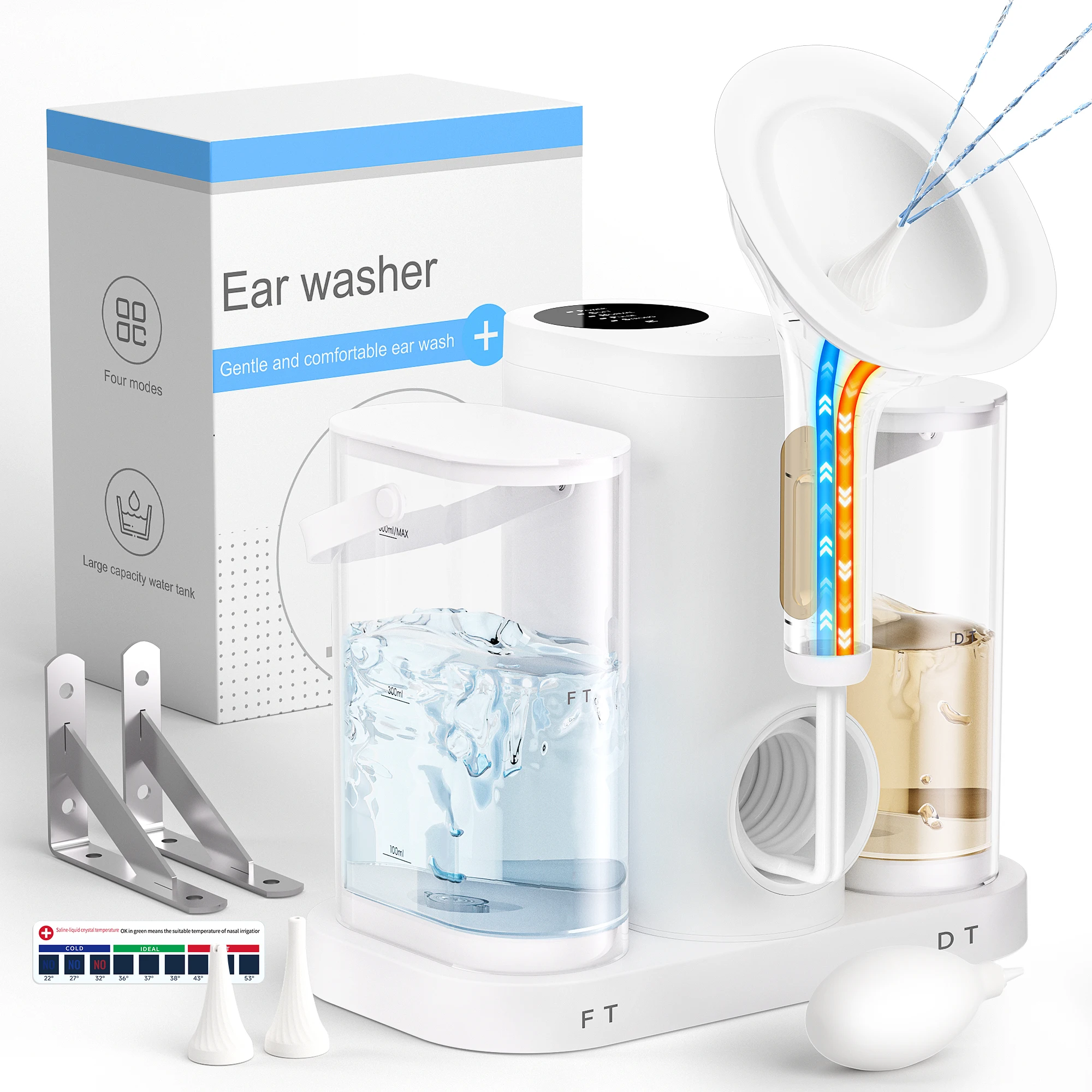 Water Powered Ear Cleaner, Electric Ear Wax Removal Kit with Sewage System and 4 Clean Mode, Safe and Effective Ear Flushing Kit