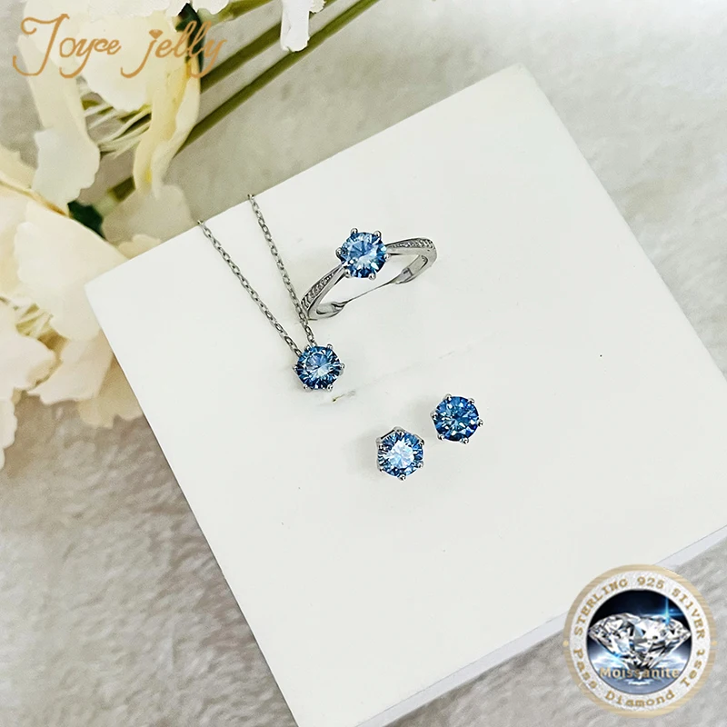 JoyceJelly Moissanit Schmuck-Set mit 1CT D Farbe VVS 3EX Moissanit Stein Pass Diamant Test Hochzeit Luxus edlen Schmuck Geschenk – Detail 3