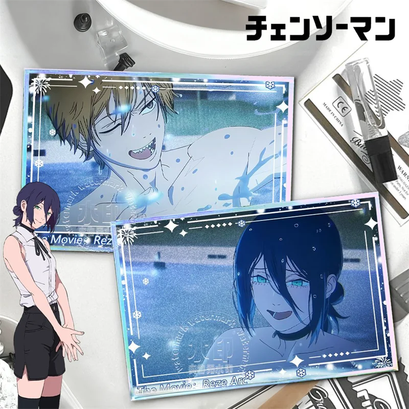 Anime Movie Chainsaw Man Reze Arc Denji Reze Cosplay Card Colored Paper Bookmark Acrylic Cards Collect Ornament Accessories Prop