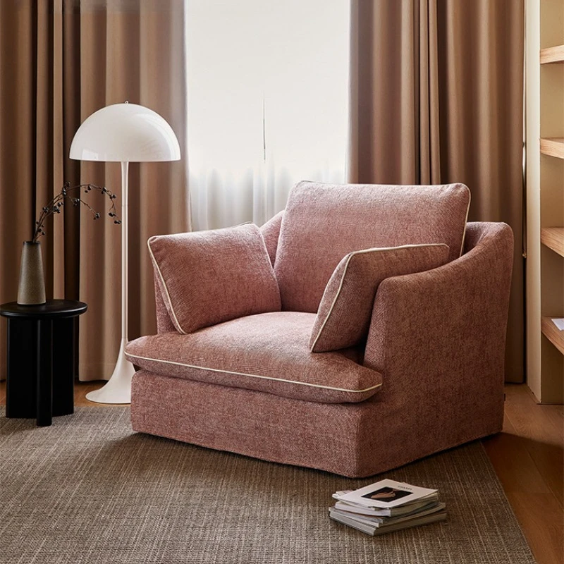 Sofa single removable and washable pink small apartment fabric lazy sofa