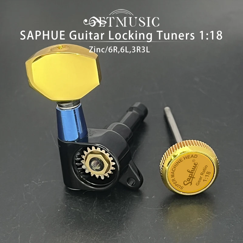 SAPHUE Guitar Locking Tuners 1:18 Lock String Tuning Key Pegs Machine Head for Electric, Folk or Acoustic Guitars Sapphire Blue