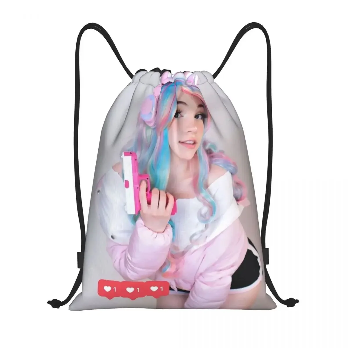 British Internet Celebrity Belle Delphine Drawstring Backpack Women Men Sport Gym Sackpack Foldable Training Bag Sack