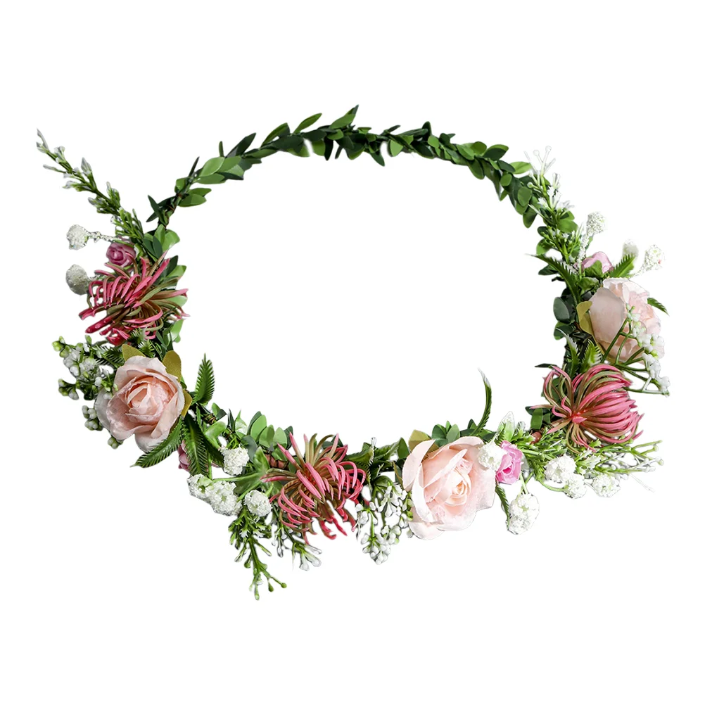 

Wreath Tiara Headband Flower Crowns for Women Headpiece Vintage Fairy Wedding Cloth Bride Miss Floral