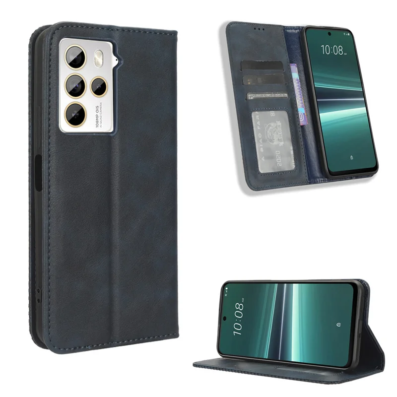 

Pertain to HTC U23 Pro luxury magnetic buckle retro pattern Skin PU leather case for HTC U23 5G phone case