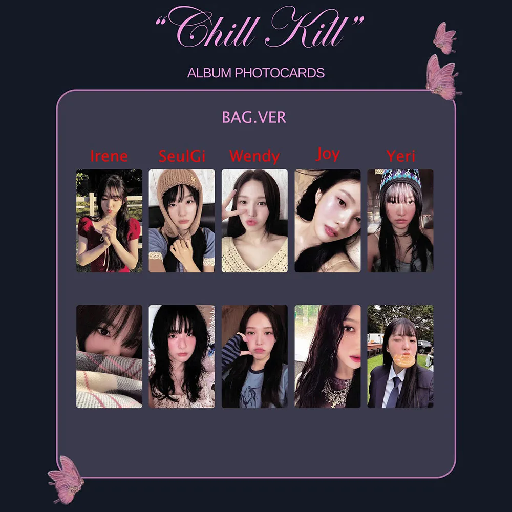 

5Pcs/Set KPOP Irene Wendy Seulgi Joy Yeri Chill Kill Album Photocards Sets Two Sides Fashion Selfie Lomo Cards Fans Collectibles