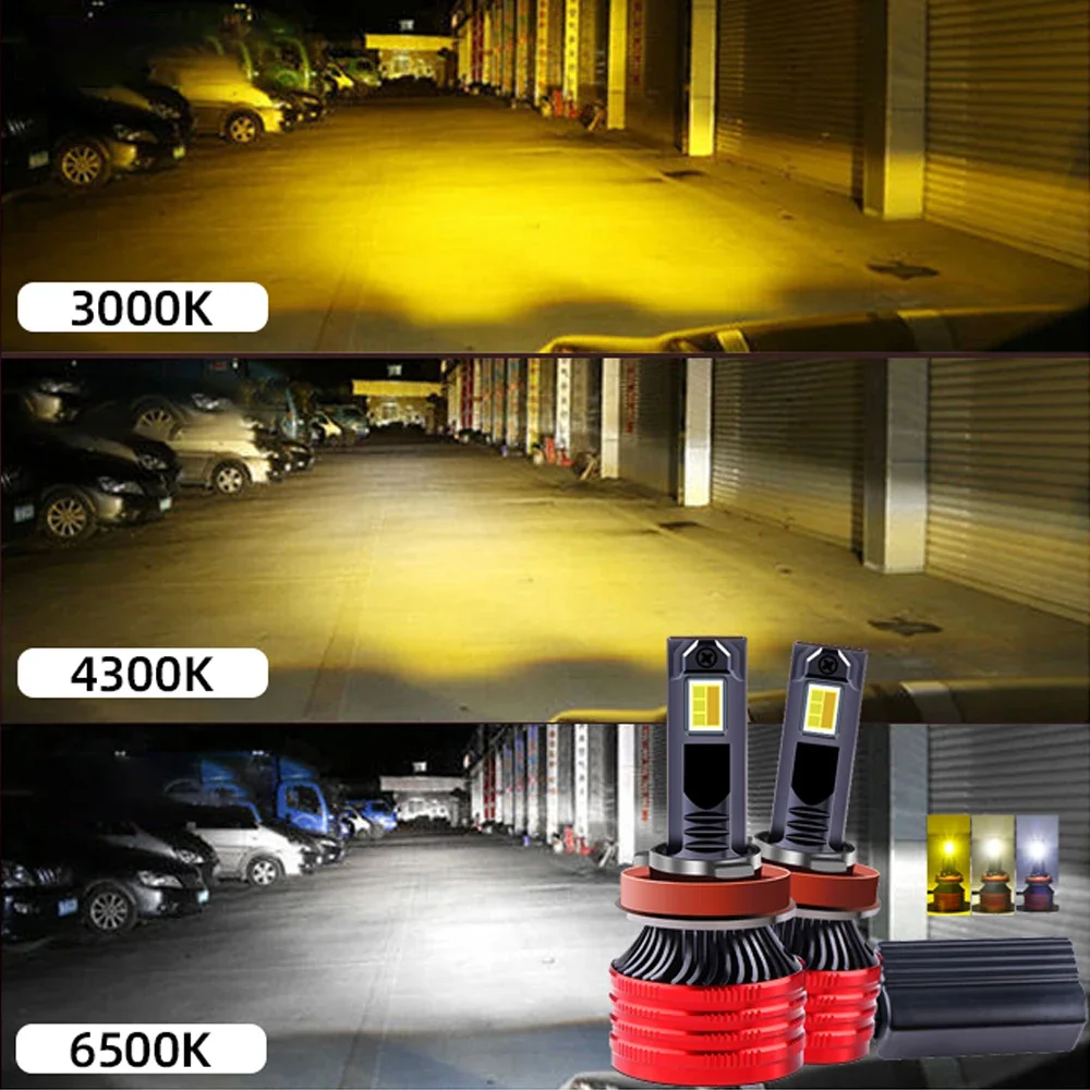 H7 LED-koplamp Mistlamp Halogeen Vervanging Auto H4 LED-lampen 6500K 4300K 3000K 3 kleuren Koplampen H3 9005 HB3 9006 800W