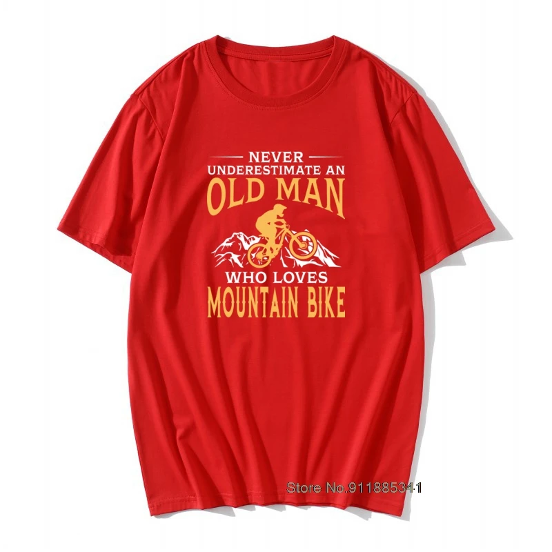 Never Underestimate An Old Man With A Mountain Bike T Shirt Boy 100% Cotton Short Sleeve MTB Tees Guys Punk Designer Tops Tee