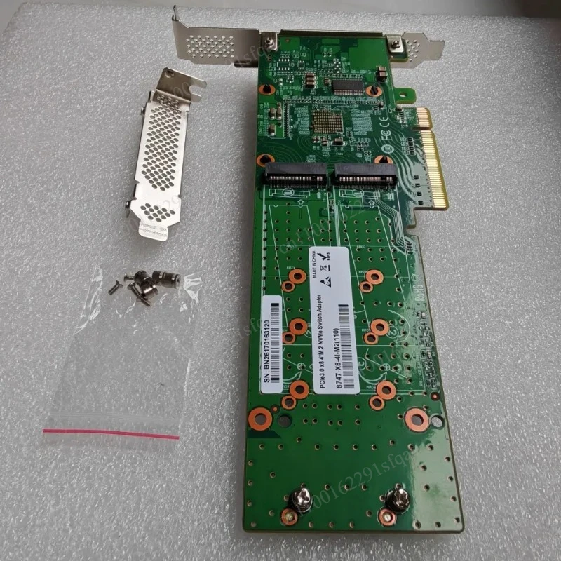 with PLX8747 and Low Profile Support  PCIe 3.0 X8 To 4x M.2 NVMe SSD Adapter Card